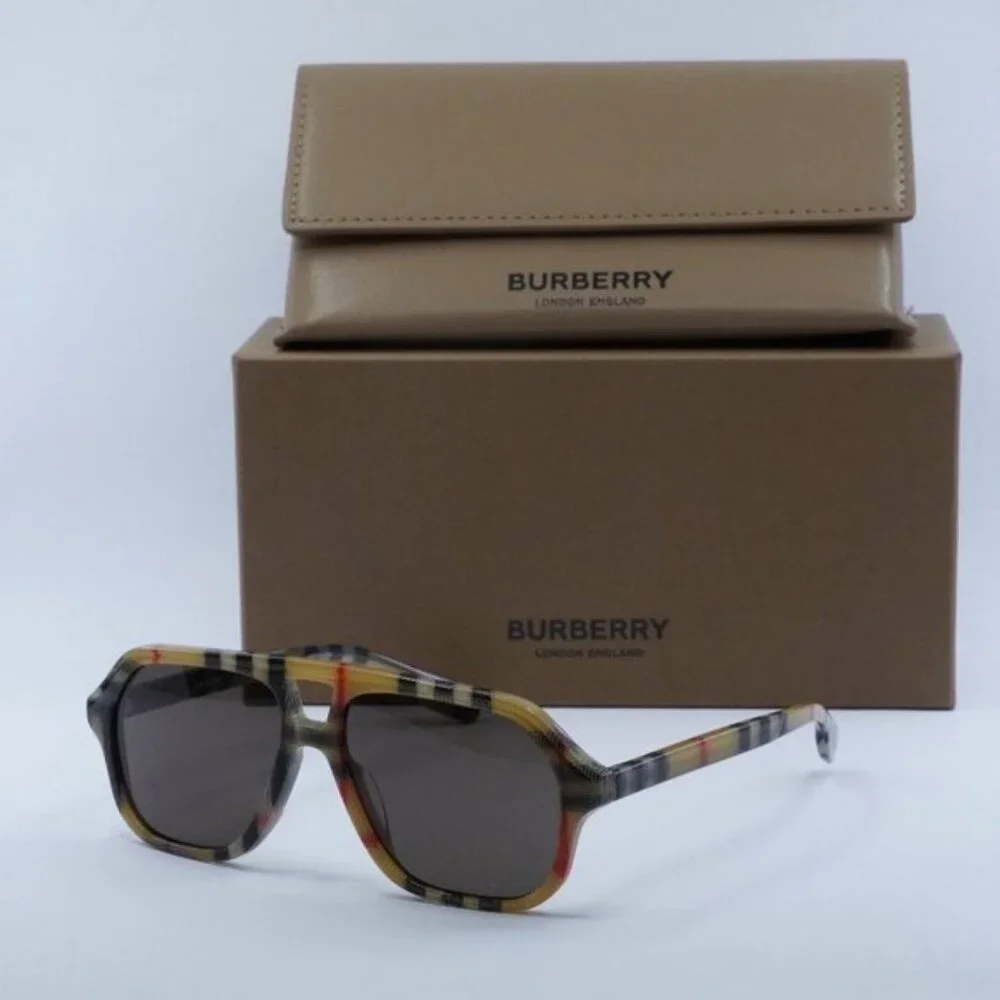 Burberry Kids JB4340 377873 Aviator Sunglasses - Vintage Check/Dark Brown